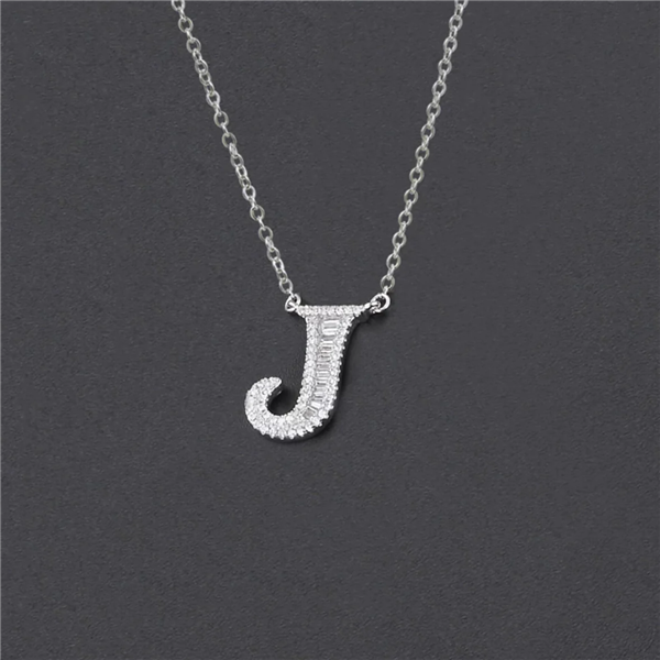 INITIAL ZIRCON NECKLACE-S925 SOLID SILVER